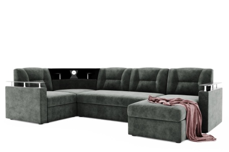 Диван Угловой Софья с Подсветкой и Ножками-Кубышками Ш-2400 х Г-1700 х В-950 мм/Спальное место Ш-1250 х Г-1950 мм