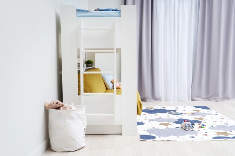 Двухъярусная кровать с диван-кроватью желтый / белый