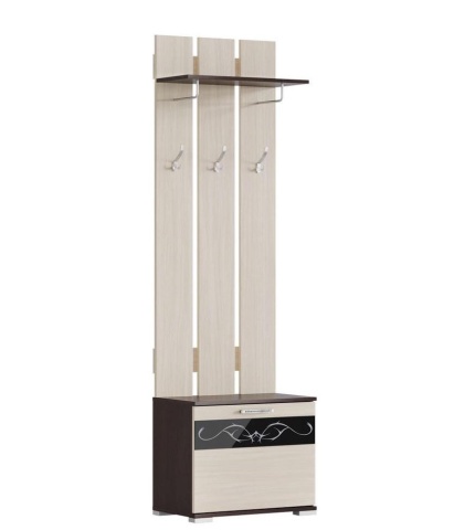 Вешалка с Тумбой Юнона-2 ВШТ-03 Венге/Дуб Молочный (Ш-600 х В-2036 х Г-358 мм)