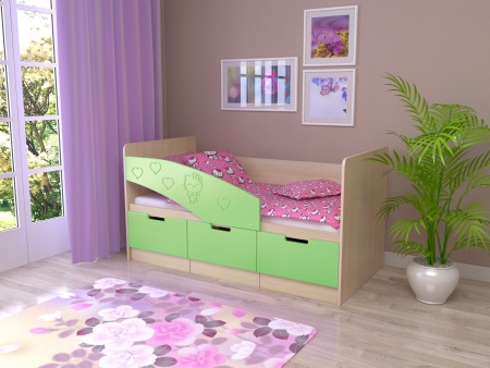 Детская Кровать Ириска-7 МДФ Hello Kitty  (Ш-850 x В-850 x Д-1630/1830 мм)/Разные Цвета